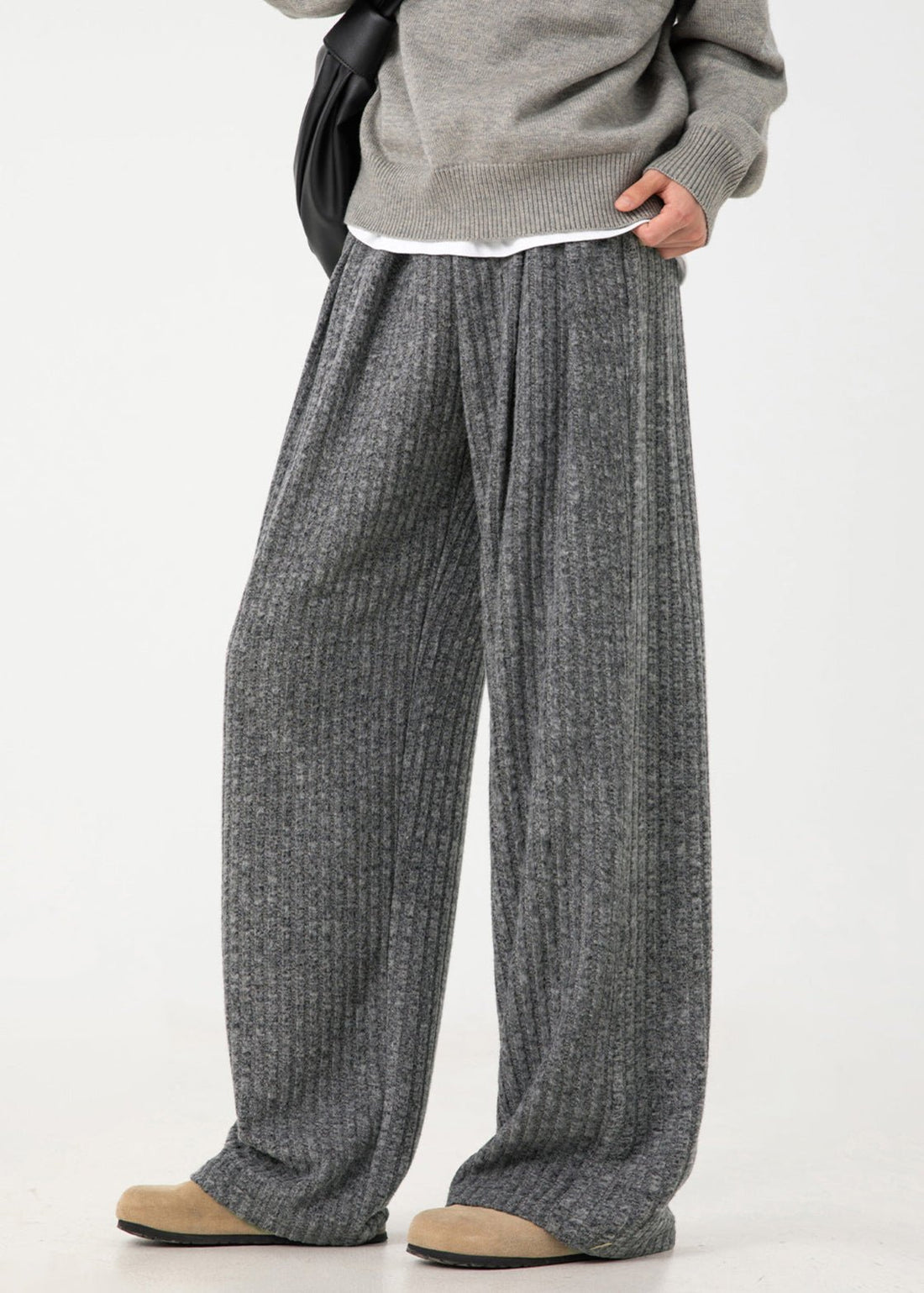 Ribbed Knit Wide - Leg Pants - Rick Circus