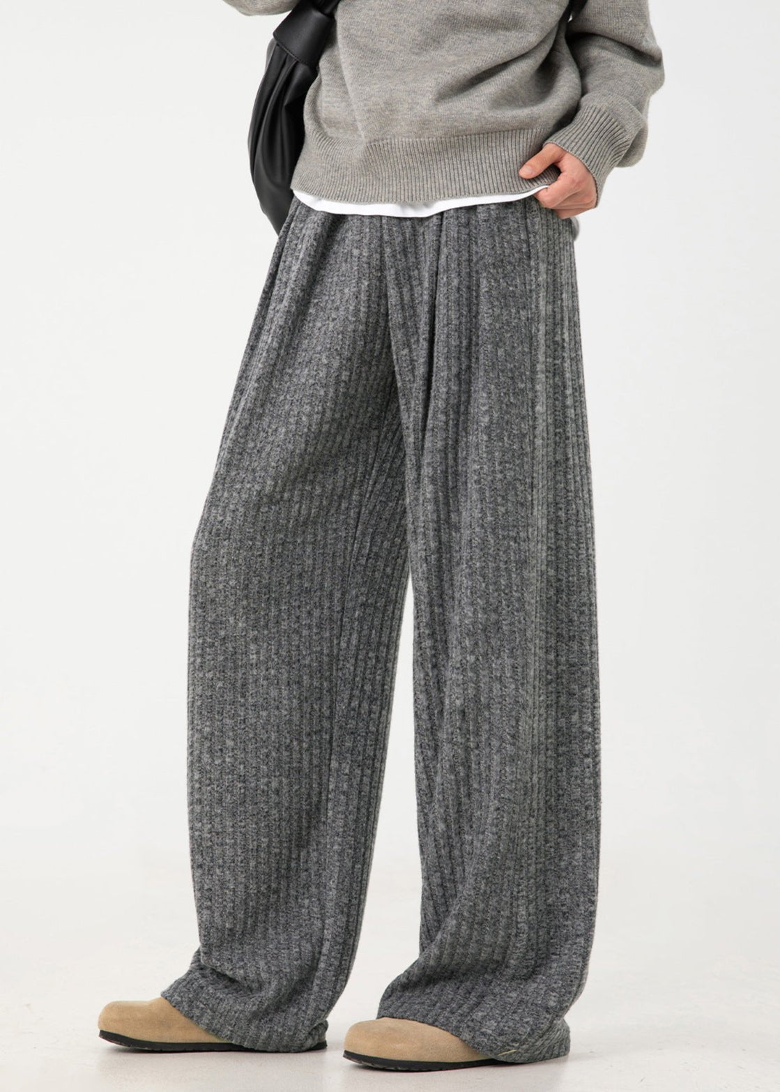 Ribbed Knit Wide - Leg Pants - Rick Circus
