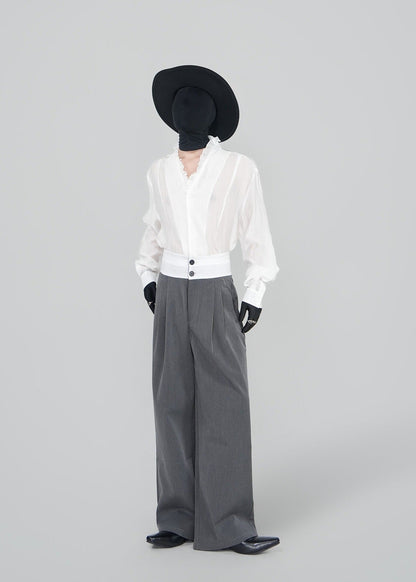 Ruffle V - Neck Sheer Textured Shirt - Rick Circus