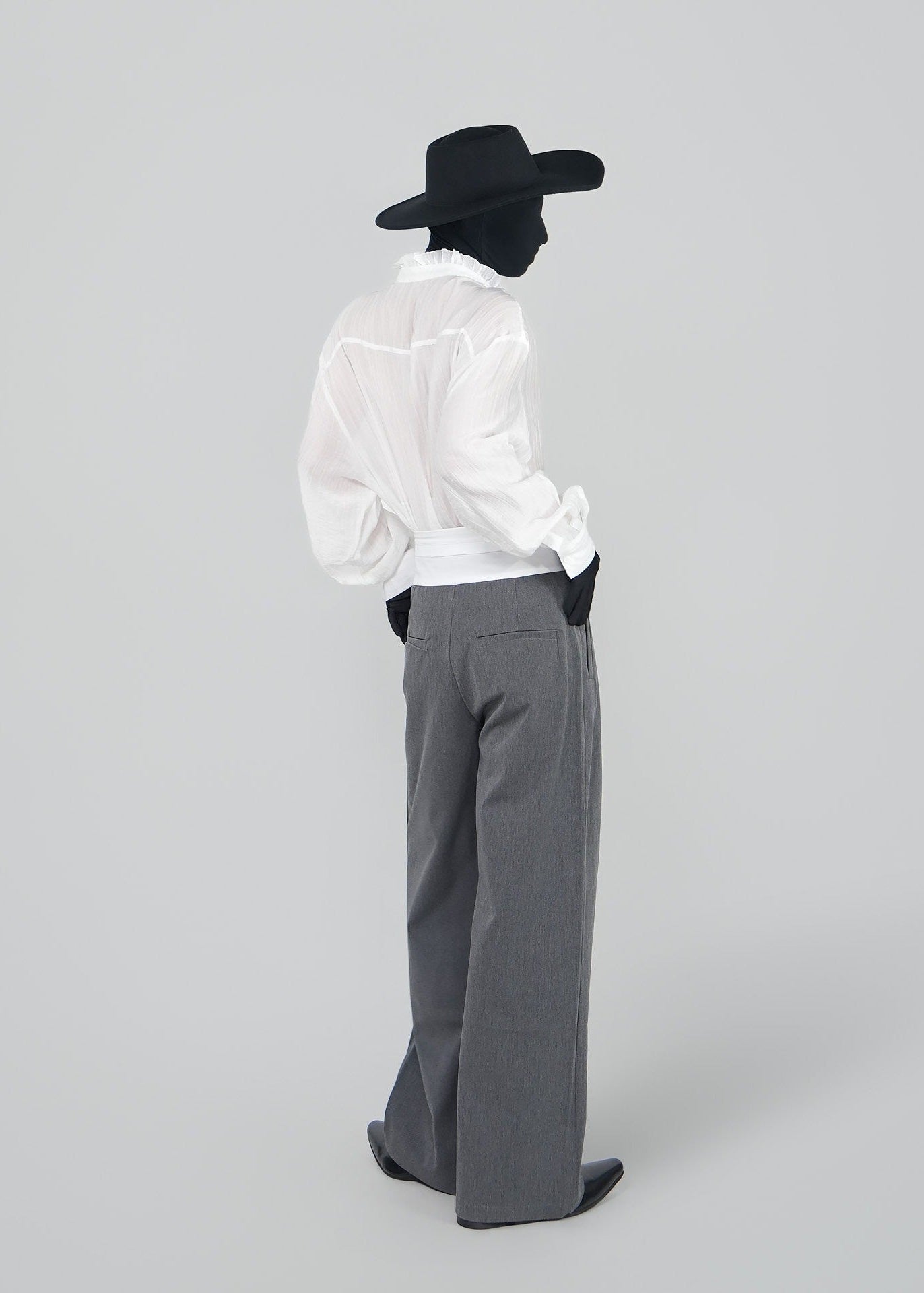 Ruffle V - Neck Sheer Textured Shirt - Rick Circus