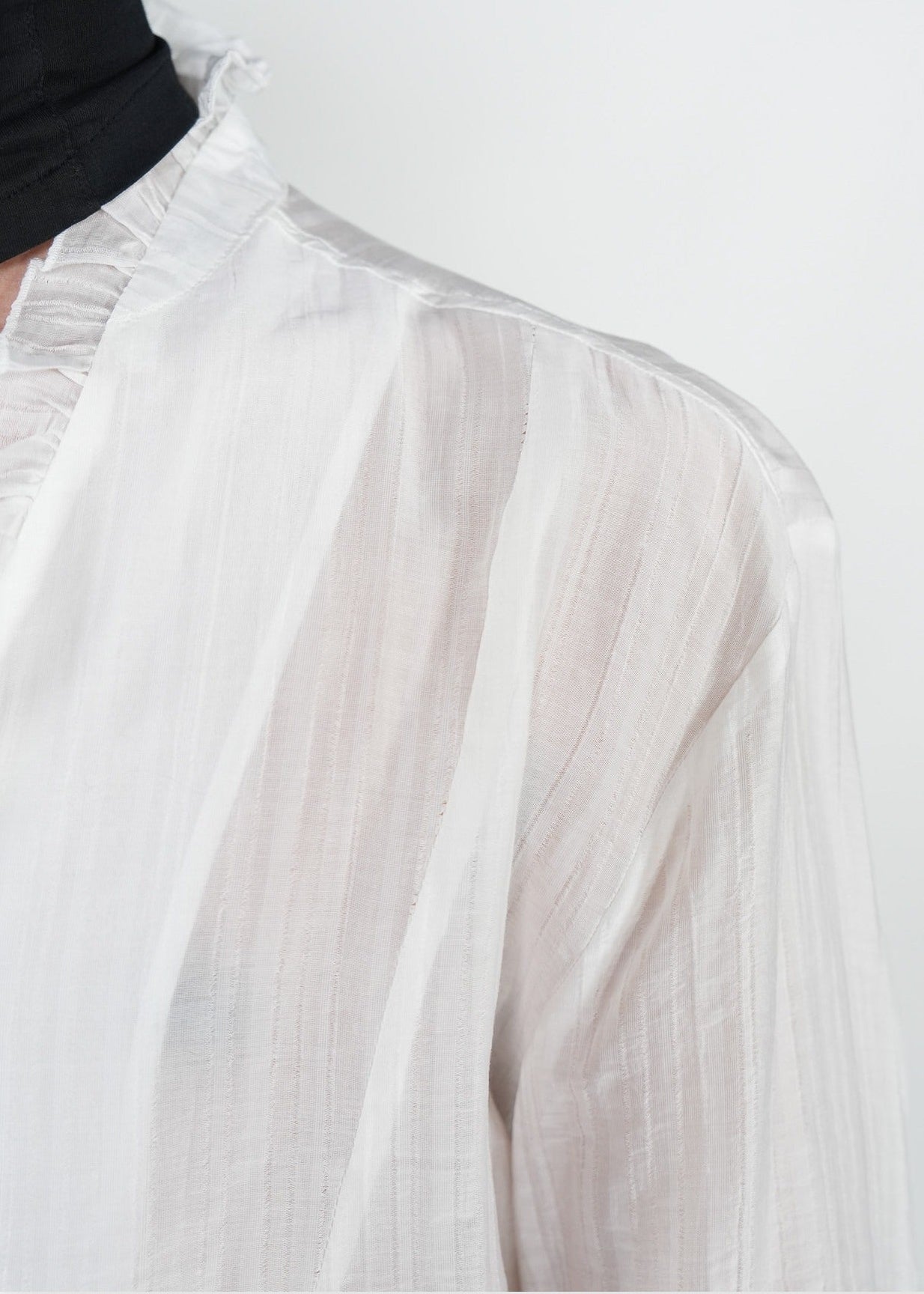 Ruffle V - Neck Sheer Textured Shirt - Rick Circus