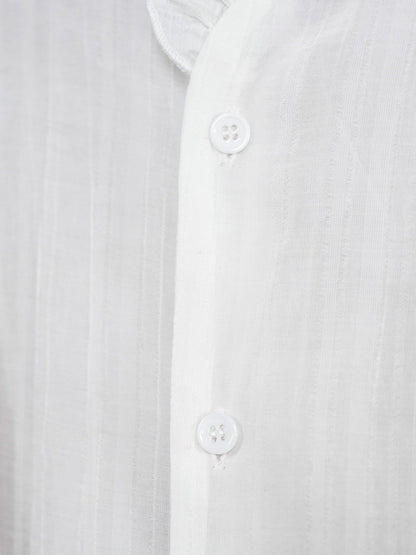 Ruffle V - Neck Sheer Textured Shirt - Rick Circus