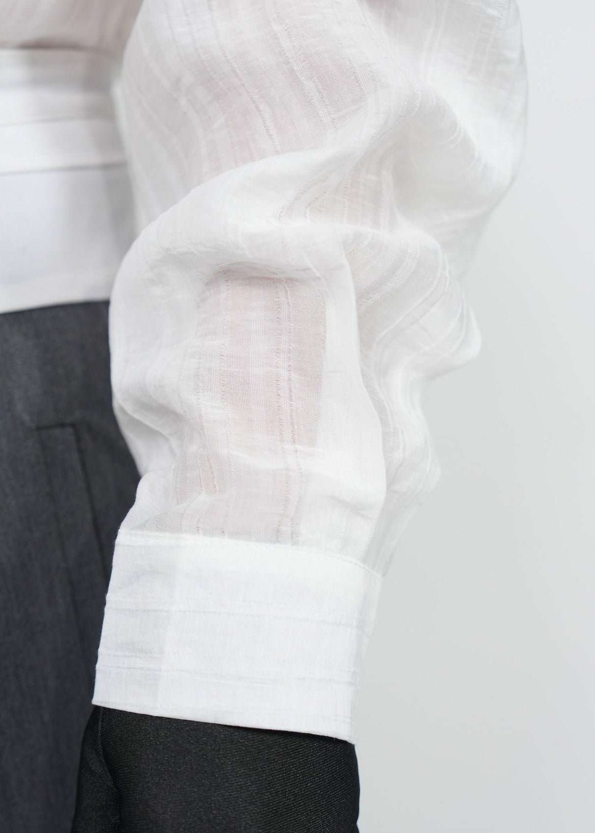 Ruffle V - Neck Sheer Textured Shirt - Rick Circus