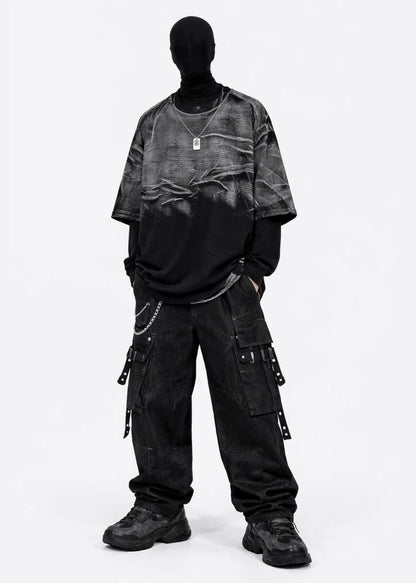 Scratch Print Gradient T-Shirt - Rick Circus