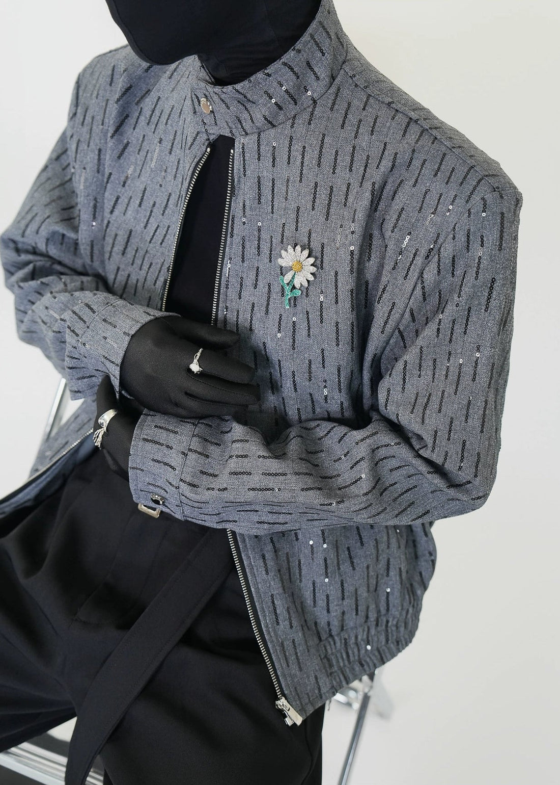 Shimmer Texture Cropped Jacket - Rick Circus