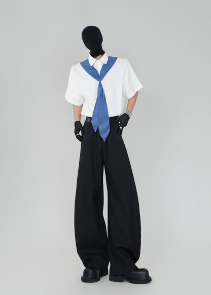 Short Sleeve Shirt with Blue Gingham Tie - Rick Circus