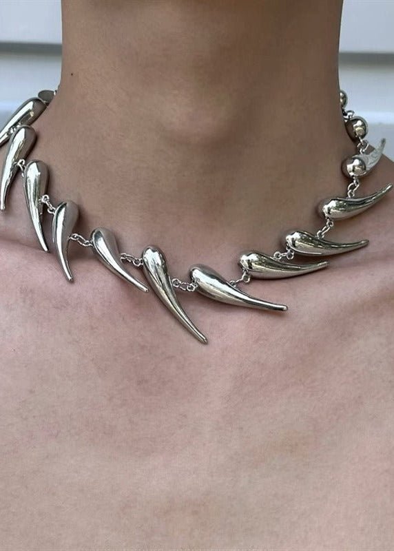 Silver Thorn Statement Necklace - Rick Circus