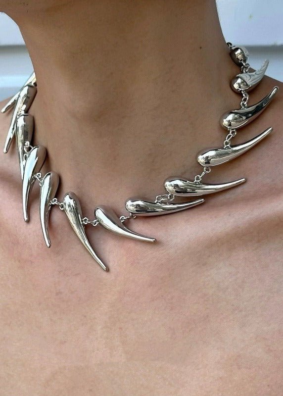 Silver Thorn Statement Necklace - Rick Circus