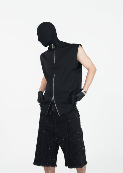 Sleeveless Hoodie Zip Vest - Rick Circus