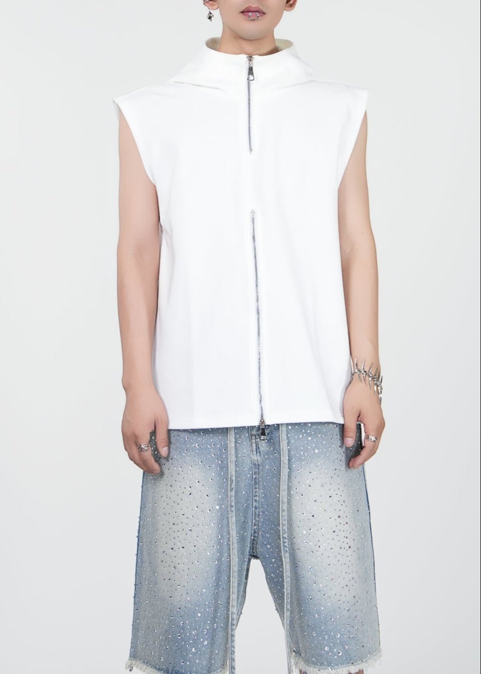 Sleeveless Hoodie Zip Vest - Rick Circus