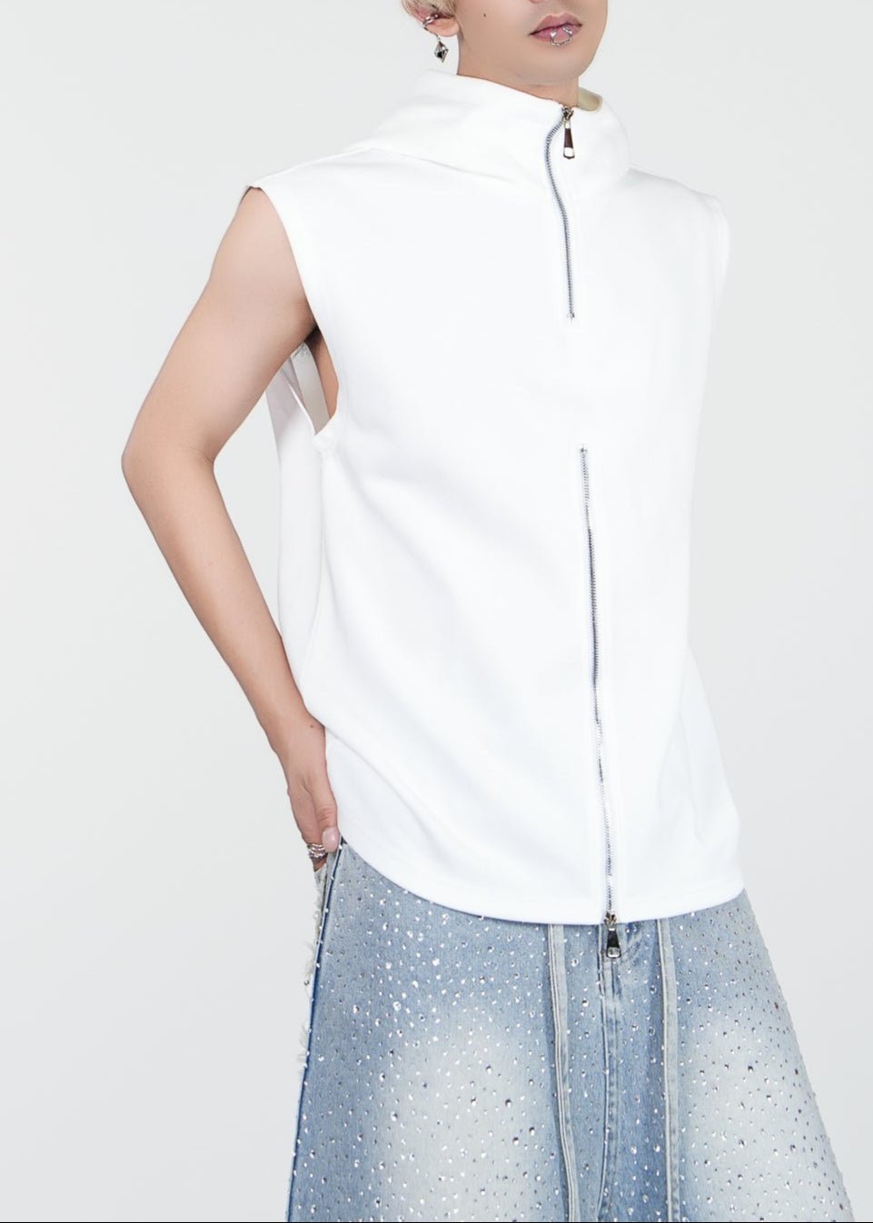 Sleeveless Hoodie Zip Vest - Rick Circus