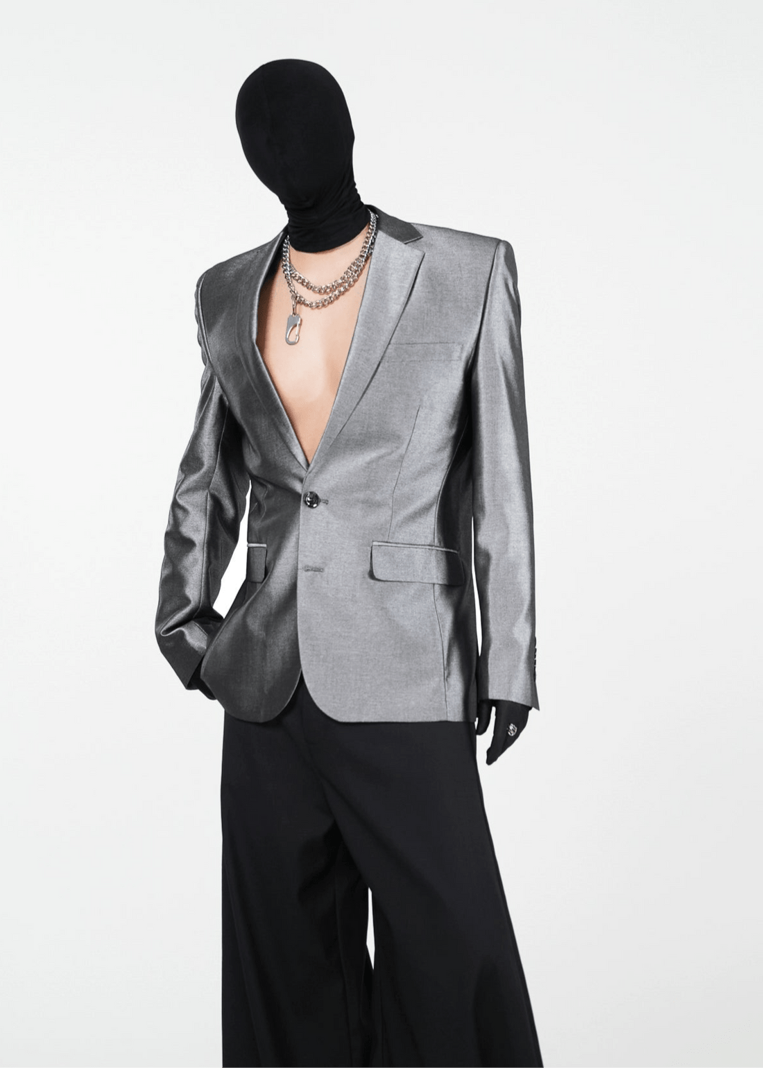 Slim Fit Liquid Silver Blazer - Rick Circus