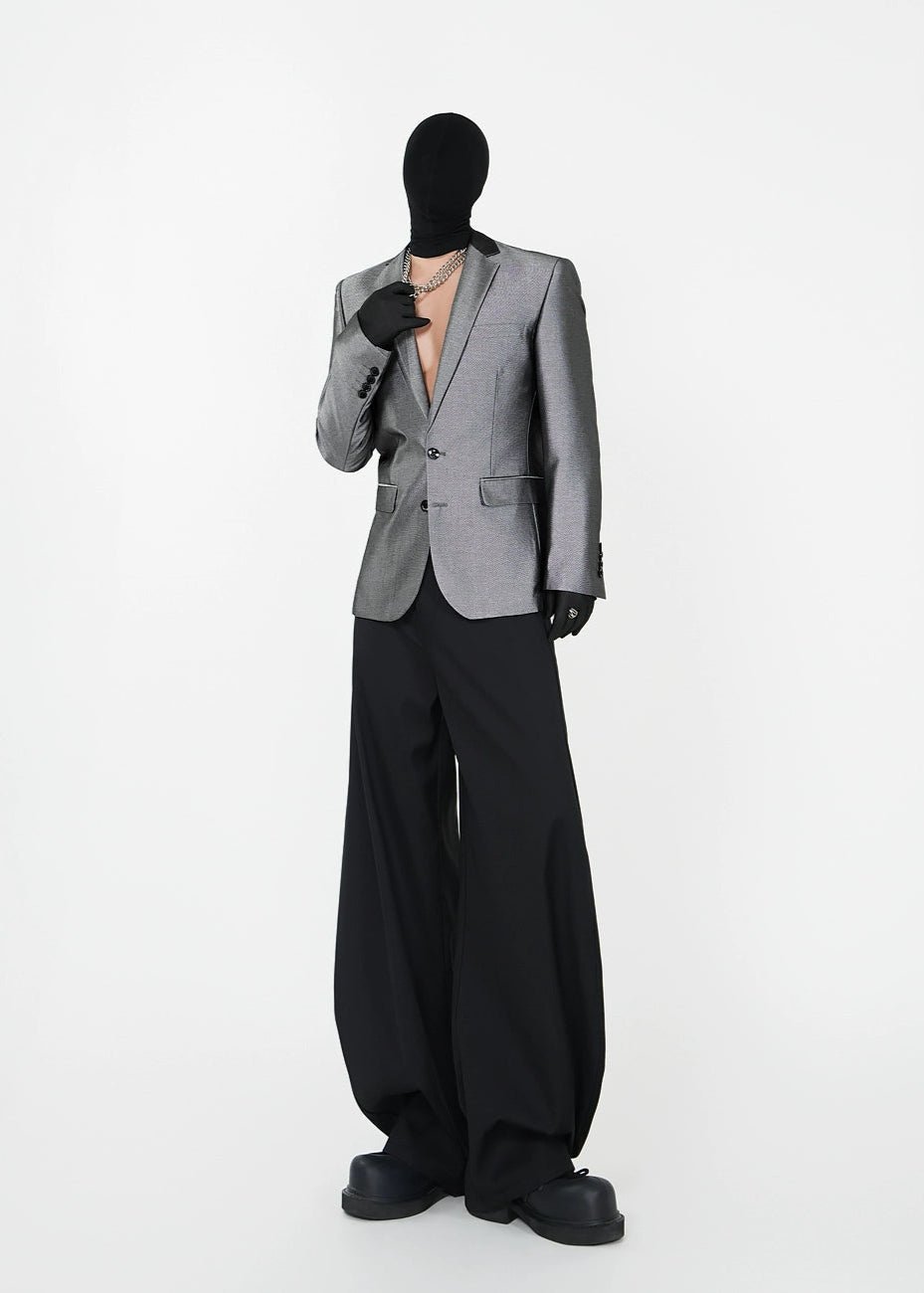 Slim Fit Liquid Silver Blazer - Rick Circus