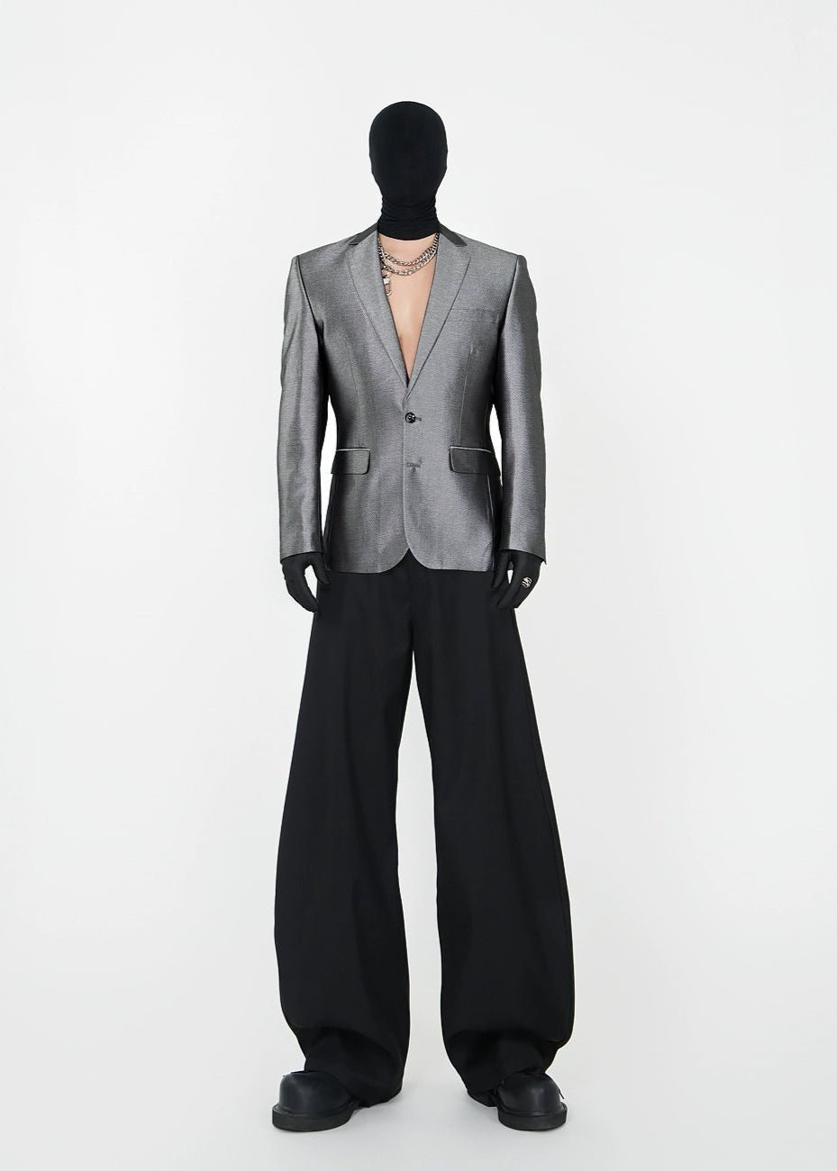 Slim Fit Liquid Silver Blazer - Rick Circus