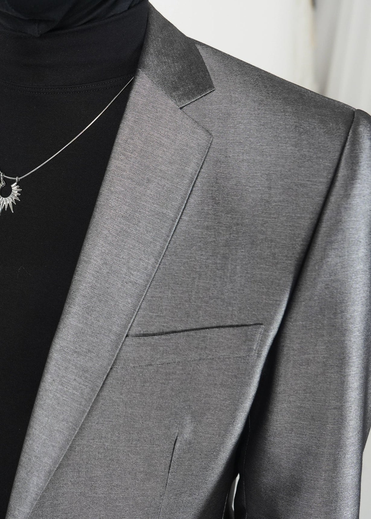 Slim Fit Liquid Silver Blazer - Rick Circus