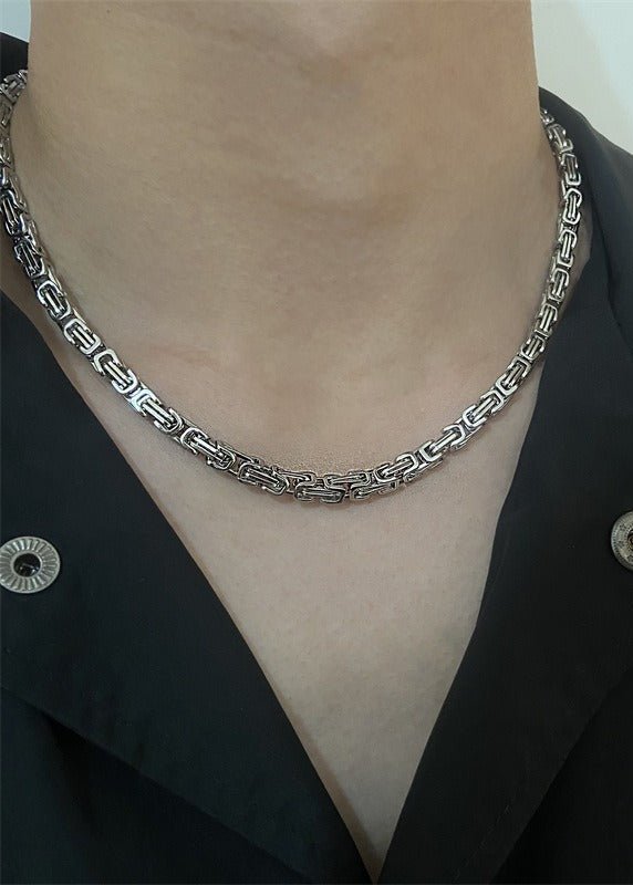 Stainless Steel Box Link Punk Necklace - Rick Circus