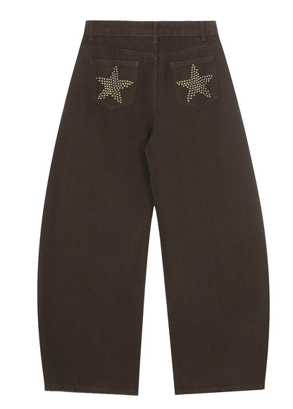 Star Studded Curved Jeans - Rick Circus