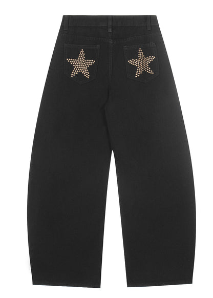 Star Studded Curved Jeans - Rick Circus