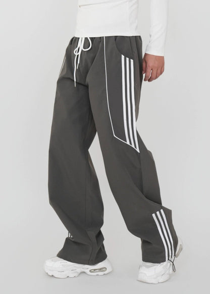 Straight - Leg Track Pants with Contrast Stripe Panels - Rick Circus