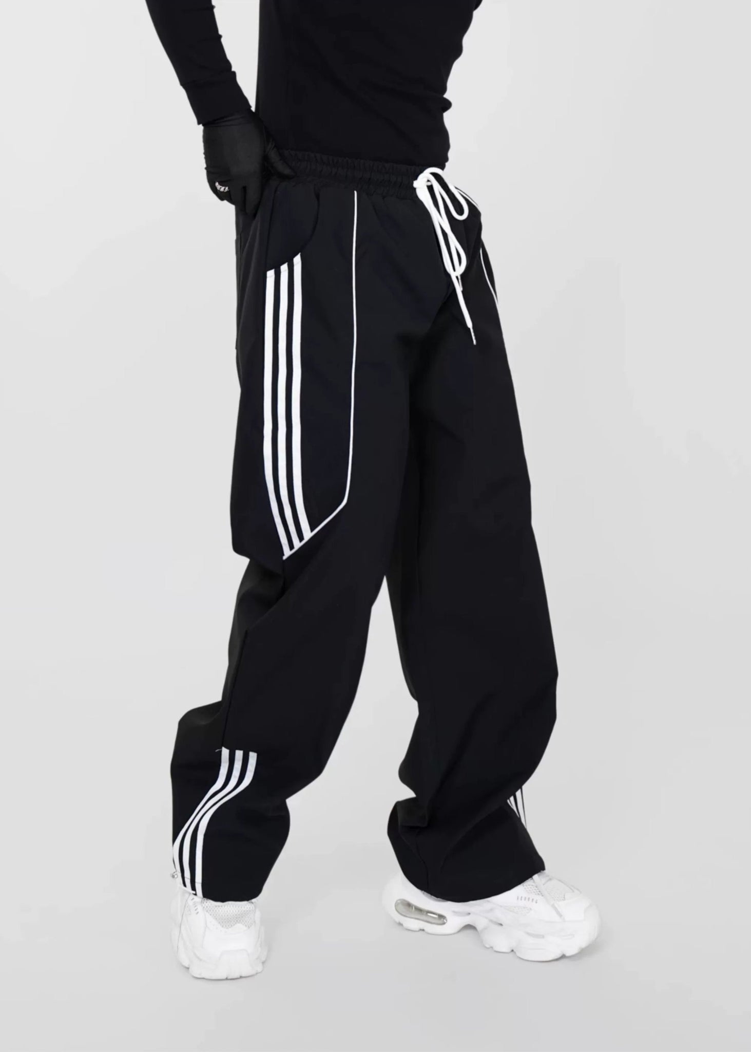 Straight - Leg Track Pants with Contrast Stripe Panels - Rick Circus