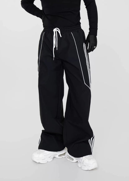 Straight - Leg Track Pants with Contrast Stripe Panels - Rick Circus