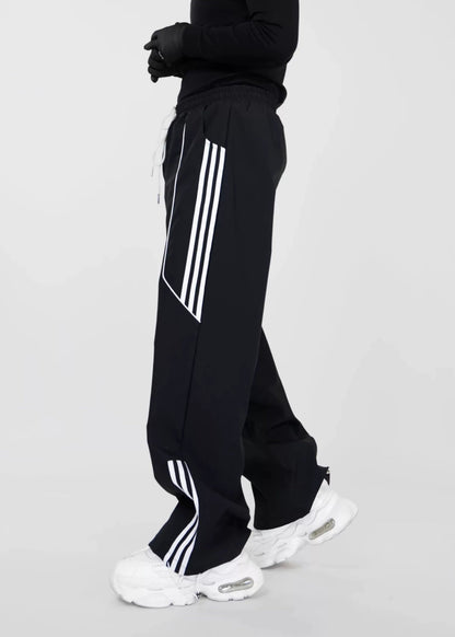 Straight - Leg Track Pants with Contrast Stripe Panels - Rick Circus