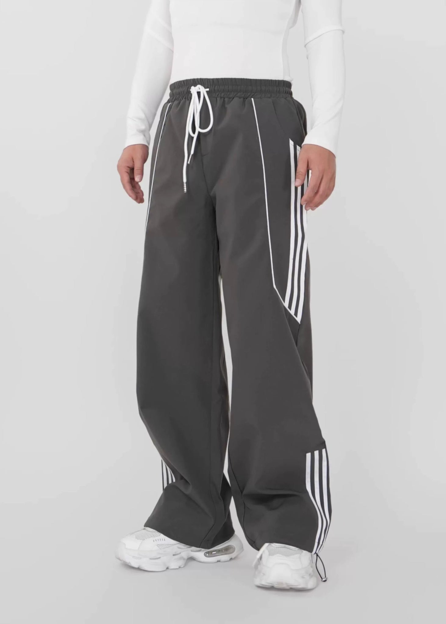 Straight - Leg Track Pants with Contrast Stripe Panels - Rick Circus