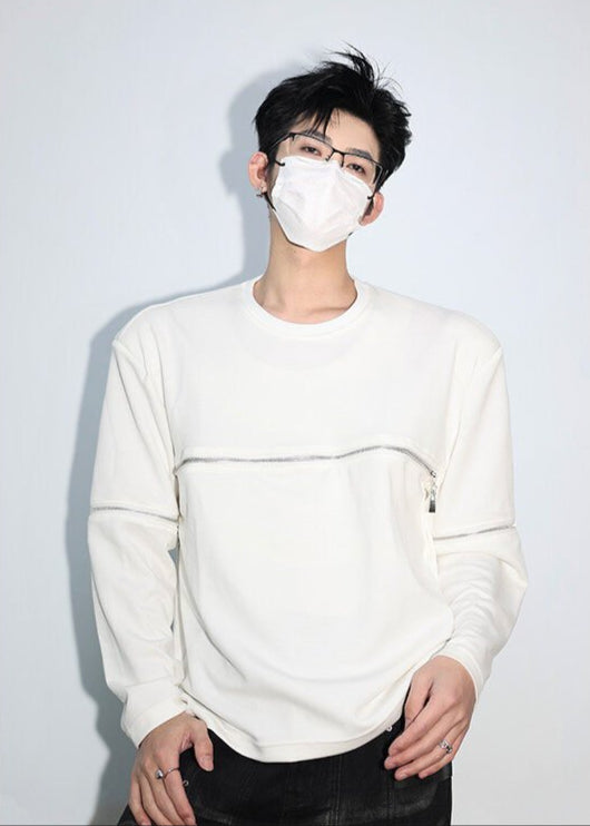Streetwear Crewneck with Zipper Accents - Rick Circus