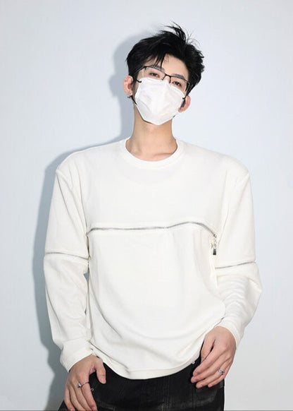Streetwear Crewneck with Zipper Accents - Rick Circus