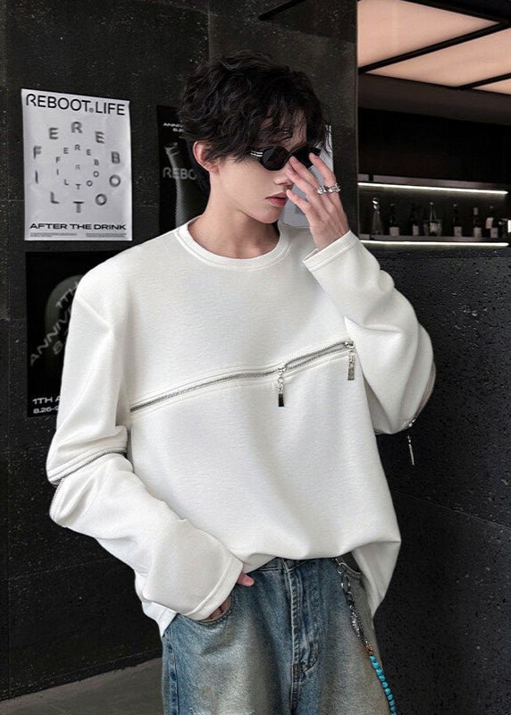 Streetwear Crewneck with Zipper Accents - Rick Circus