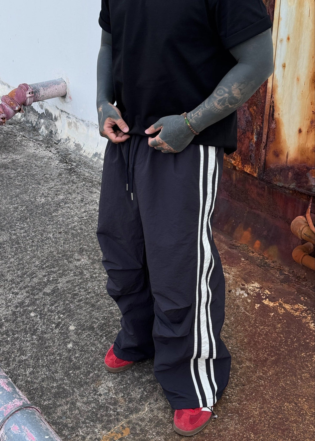 Striped Wide Leg Track Pants - Rick Circus
