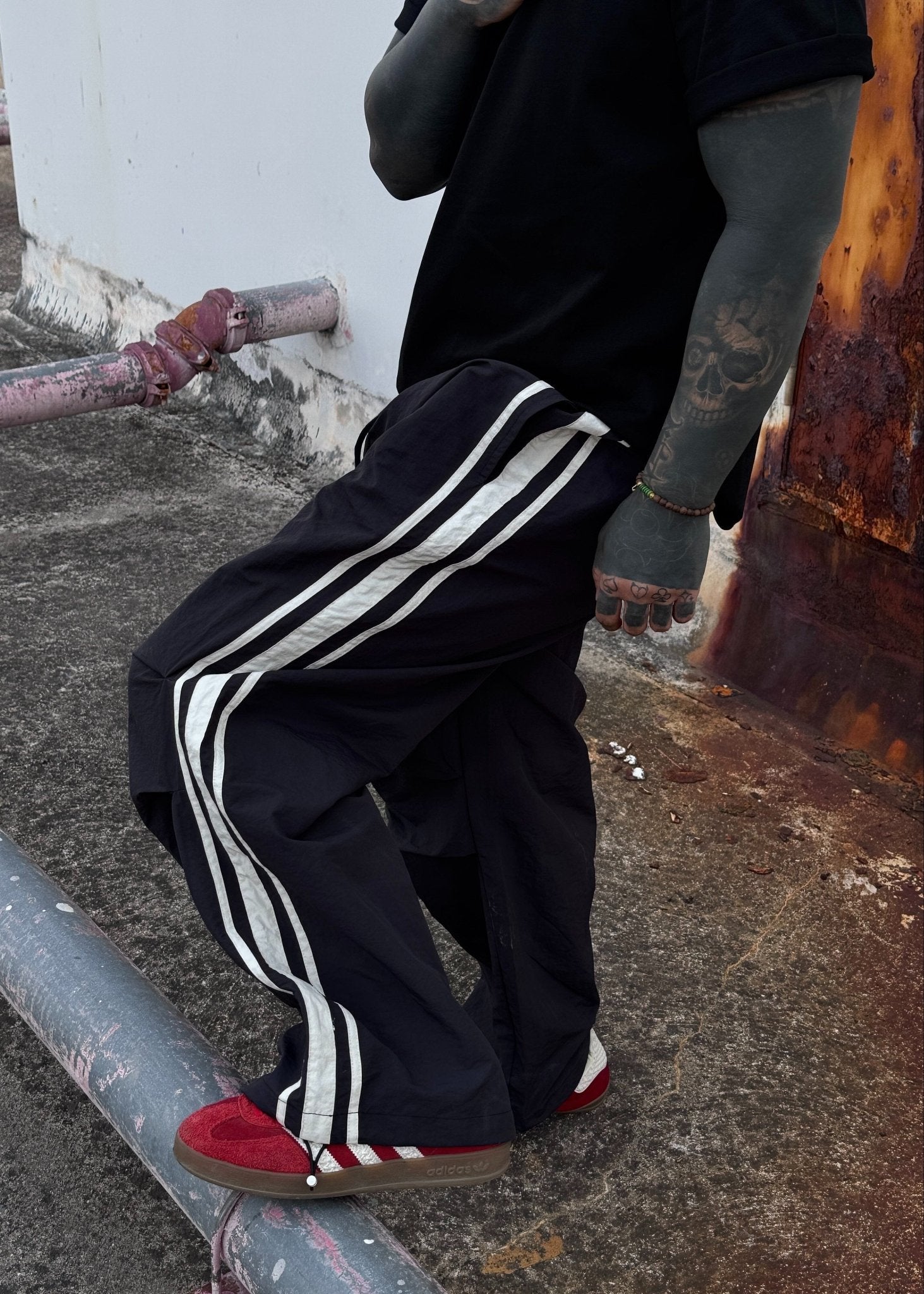 Striped Wide Leg Track Pants - Rick Circus