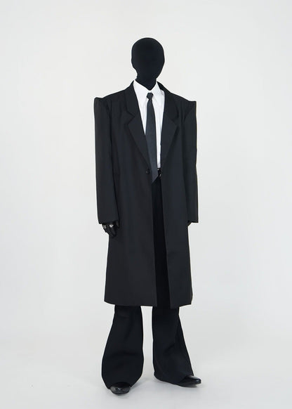 Structured Shoulder Dark Trench Coat - Rick Circus