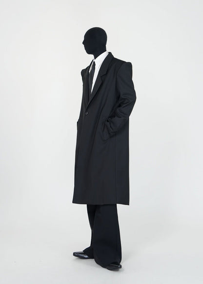 Structured Shoulder Dark Trench Coat - Rick Circus