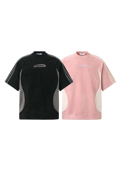 Suede Patchwork Athletic Tee - Rick Circus