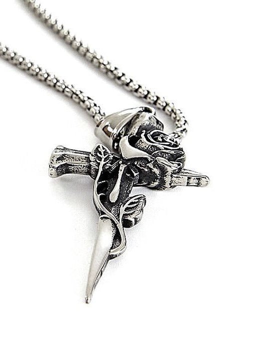 Thorn Rose Cross Necklace - Rick Circus