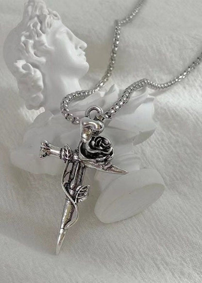 Thorn Rose Cross Necklace - Rick Circus