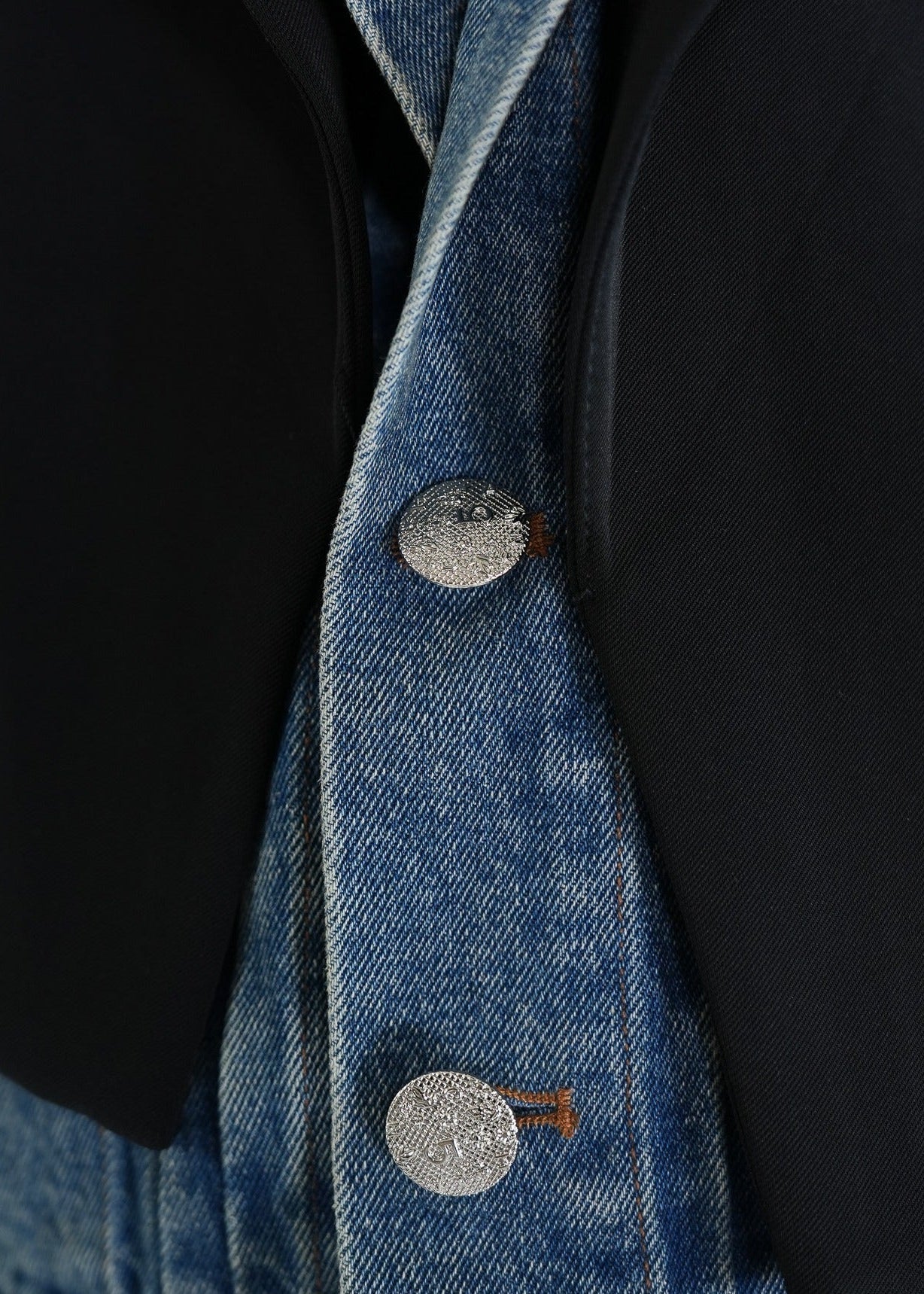 Two - in - One Denim Spliced Blazer - Rick Circus