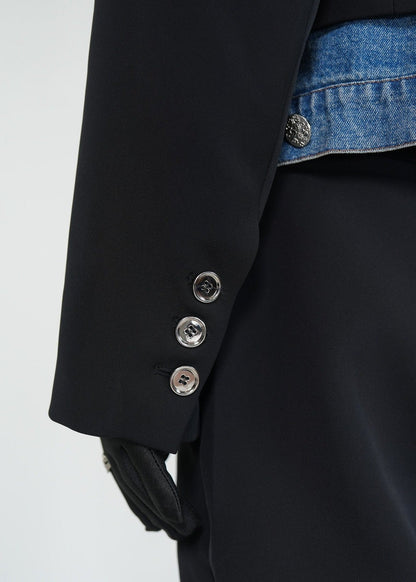 Two - in - One Denim Spliced Blazer - Rick Circus