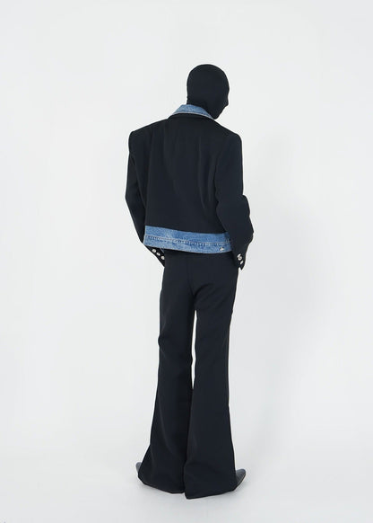 Two - in - One Denim Spliced Blazer - Rick Circus