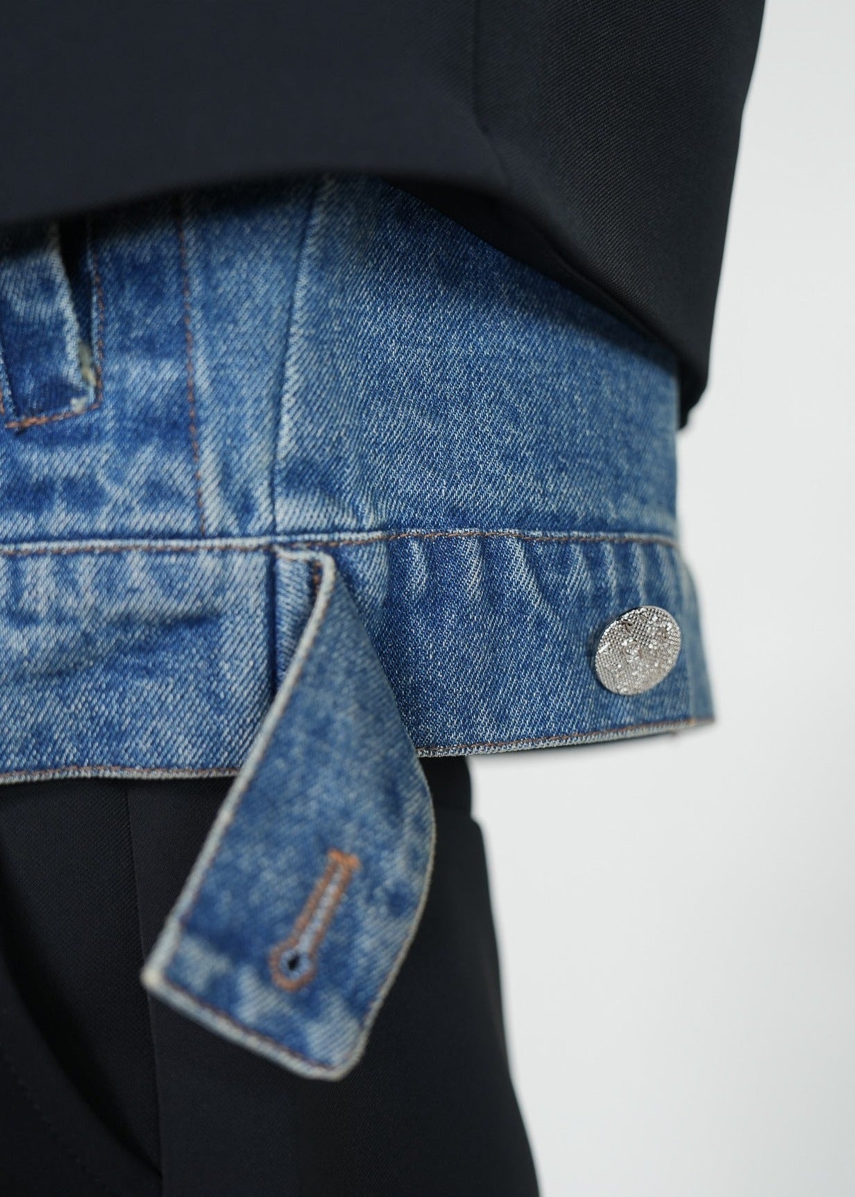 Two - in - One Denim Spliced Blazer - Rick Circus