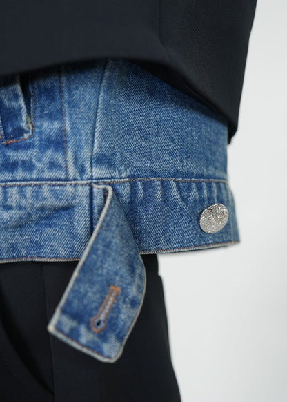 Two - in - One Denim Spliced Blazer - Rick Circus