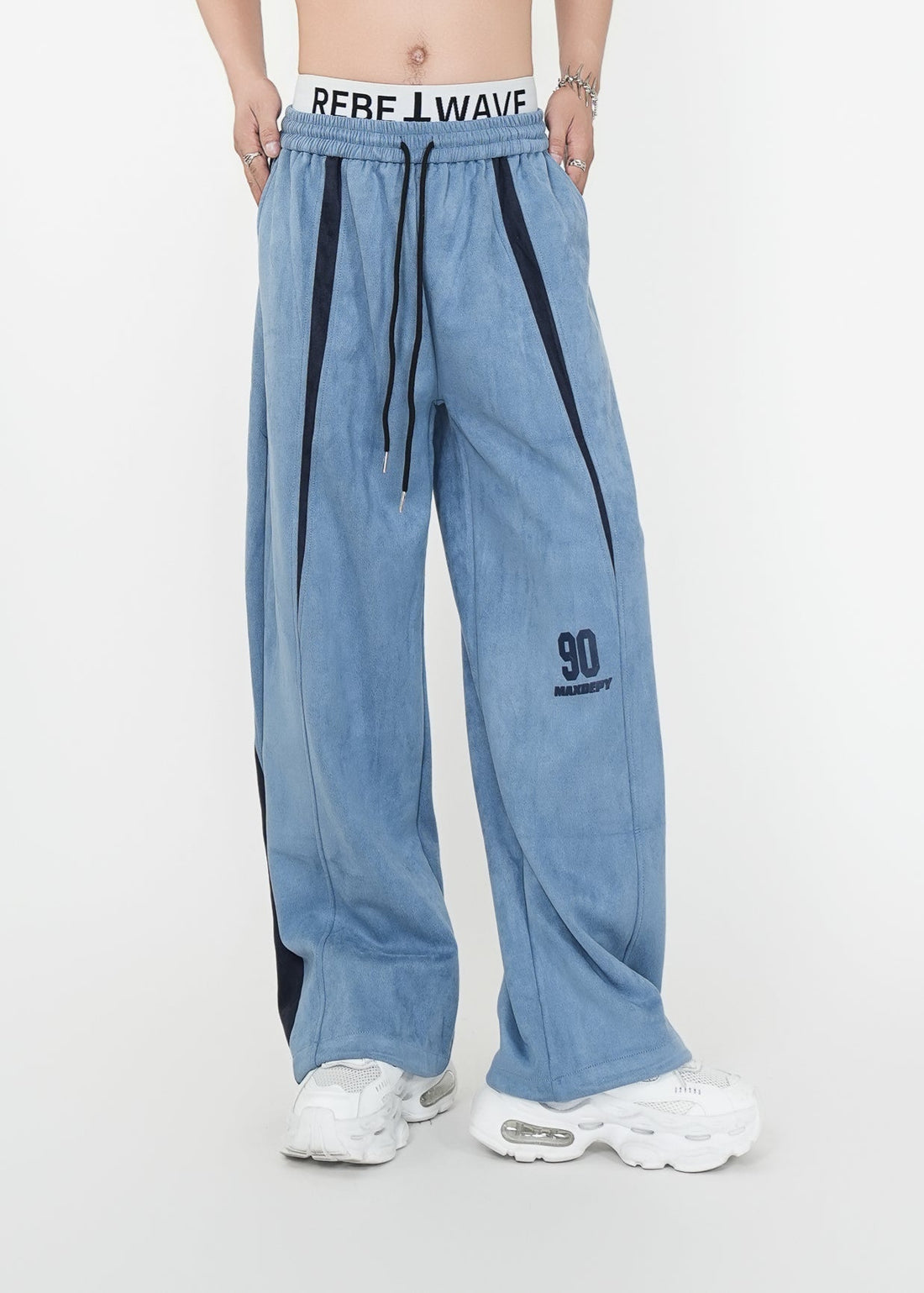Two - Tone Suede Wide - Leg Track Pants - Rick Circus