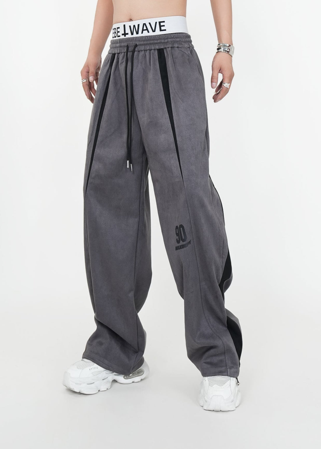 Two - Tone Suede Wide - Leg Track Pants - Rick Circus