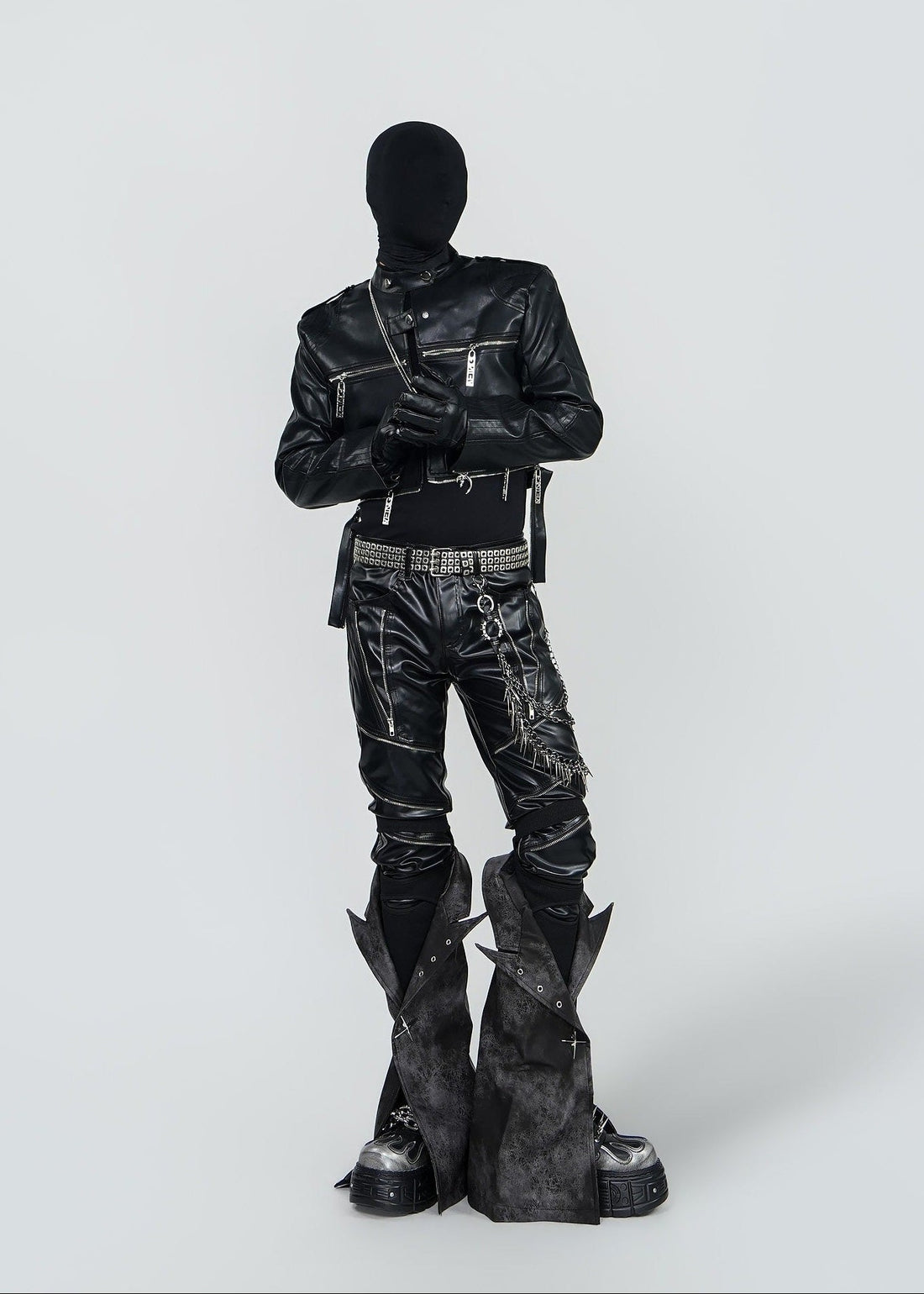 Unisex Cropped Leather Biker Jacket - Rick Circus
