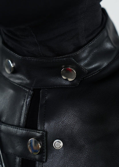 Unisex Cropped Leather Biker Jacket - Rick Circus