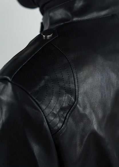 Unisex Cropped Leather Biker Jacket - Rick Circus