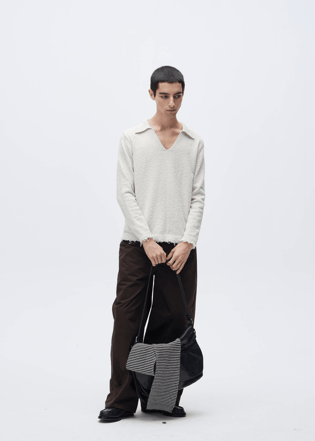 V - Neck Knit Polo Long Sleeve Sweater - Rick Circus