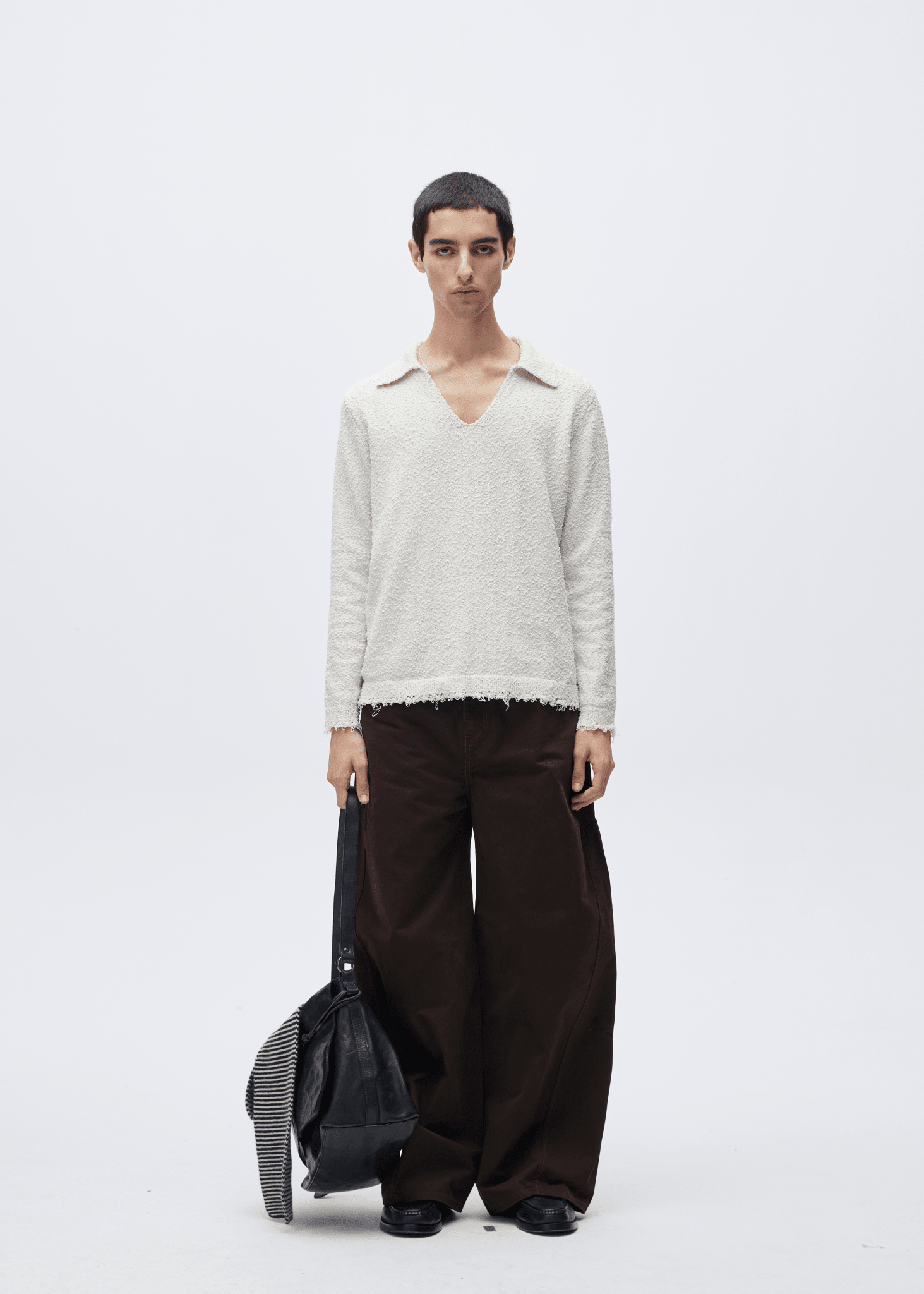 V - Neck Knit Polo Long Sleeve Sweater - Rick Circus