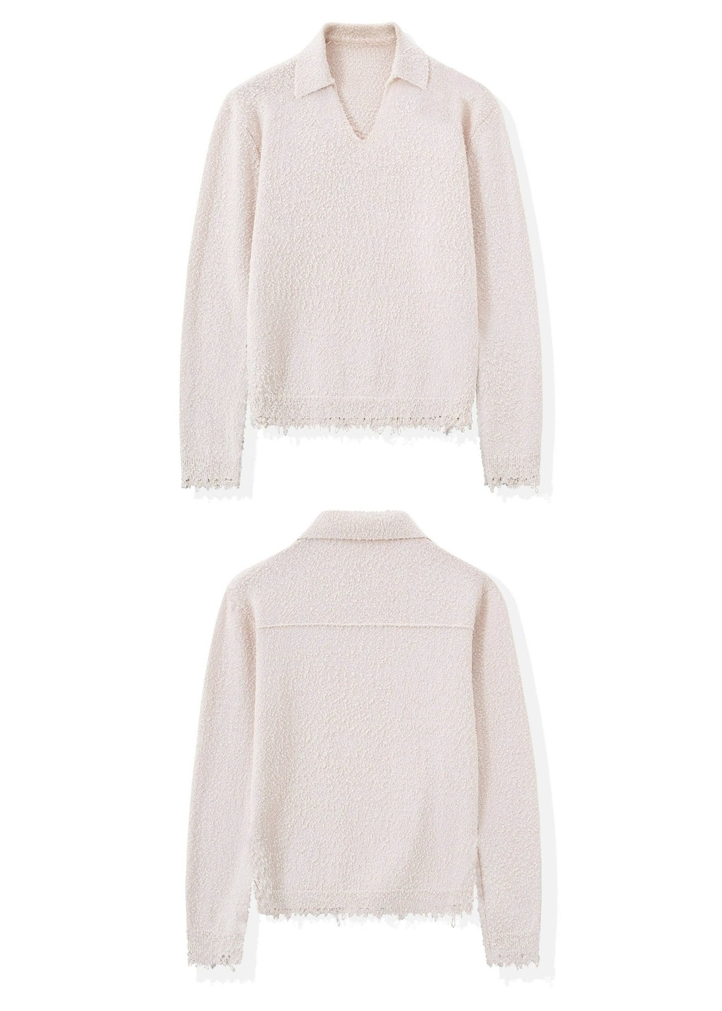 V - Neck Knit Polo Long Sleeve Sweater - Rick Circus